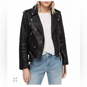 AllSaints Sarana Lace-up Biker Leather Jacket